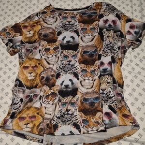 Animal Print T-Shirt with Sunglasses